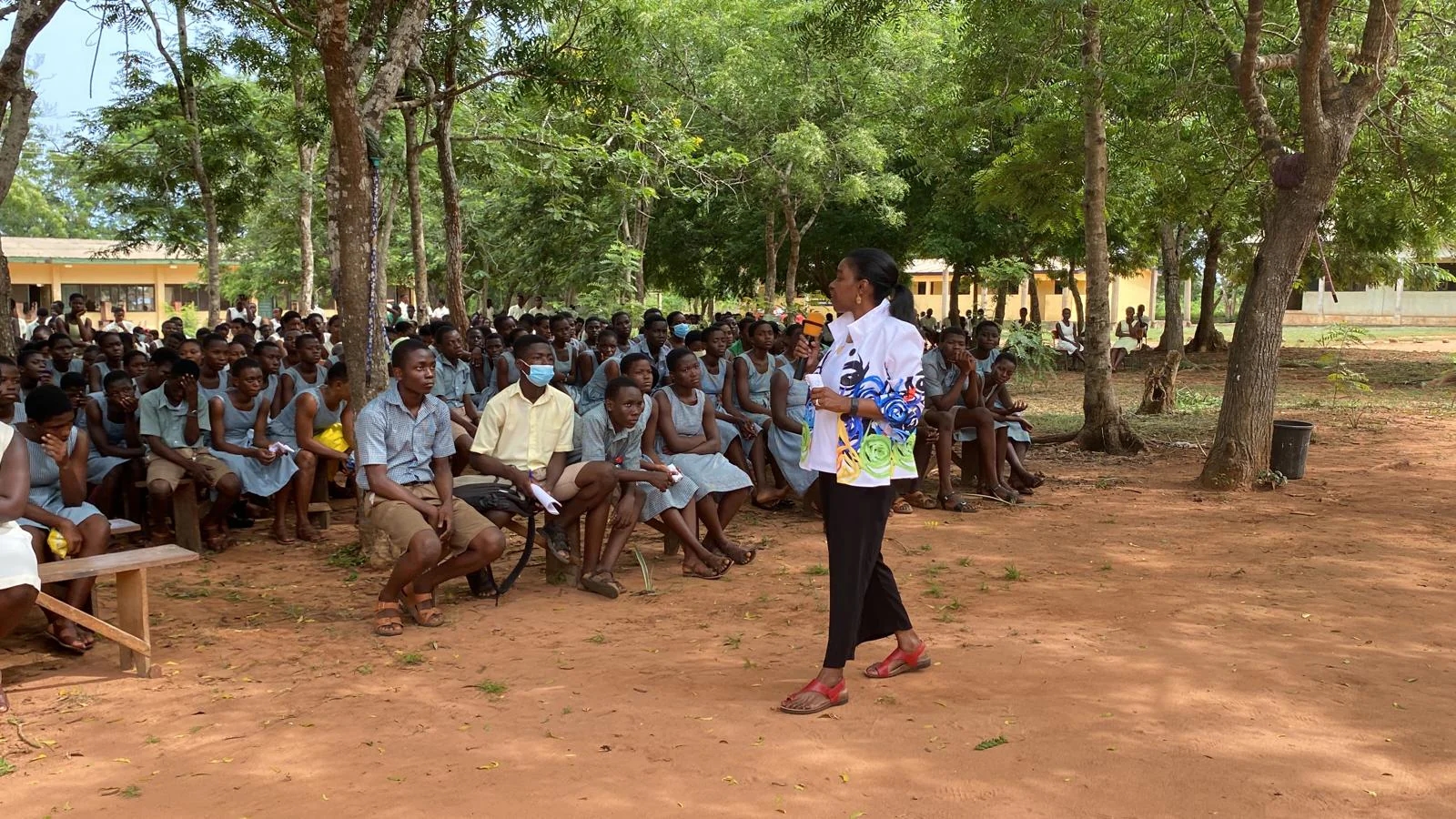 Students listening during an Equipping Center outreach session